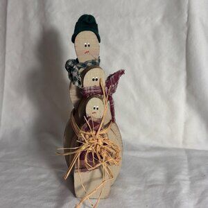 Rustic Primitive Snowmen Shelf Decor
